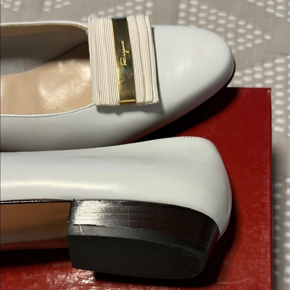 Salvatore Ferragamo White Leather Loafers - Picture 10 of 16